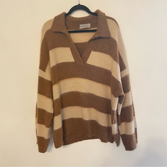 All Saints Lou Stripe Oversize Polo Jumper Sweater - Picture 5 of 9